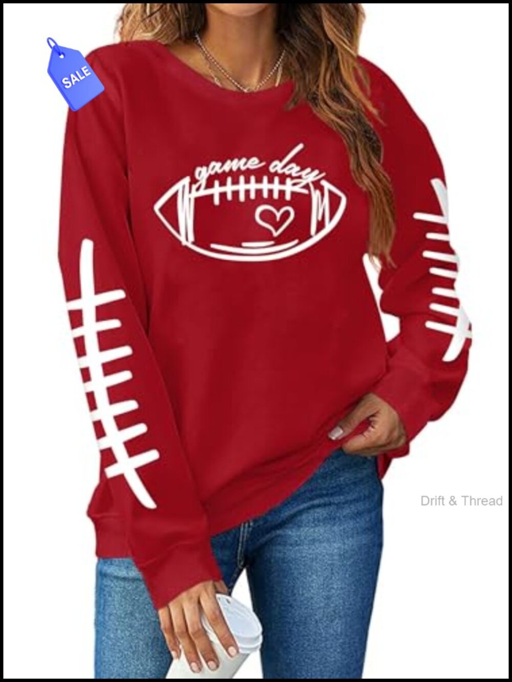 Women's Game Day Football Sweatshirt Crewneck Pullover Long Sleeve